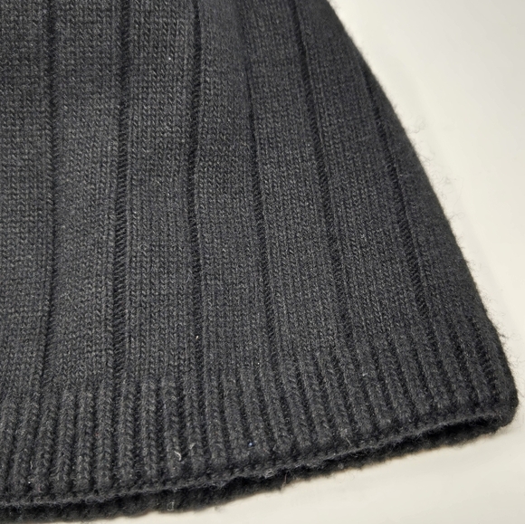 CHICO'S BLACK & METALLIC SILVER STRIPE POM POM BEANIE HAT CAP ACCESSORY WOMEN OS - Picture 12 of 12